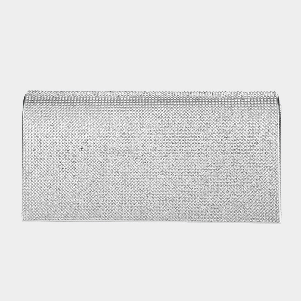 Silver Clutch Rhinestone Crystal Purse Bling Evening Crossbody Bag